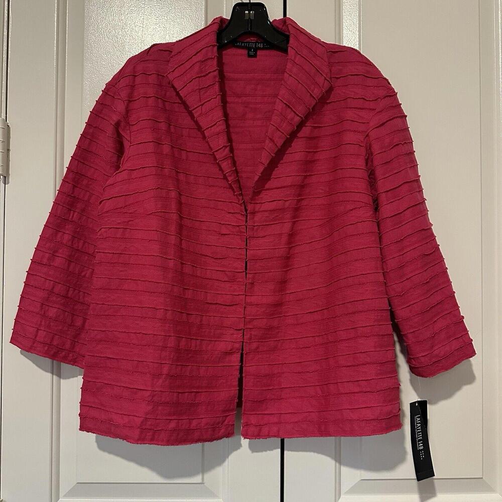Lafayette 148 100% Linen 3/4 Sleeve Jacket Blazer Sz 4 Pink NWT $348